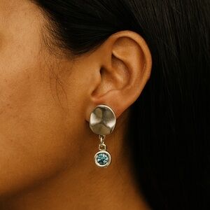 NEW! Silver & Blue Gemstone Metal Earrings, from CT boutique Helen Ainson